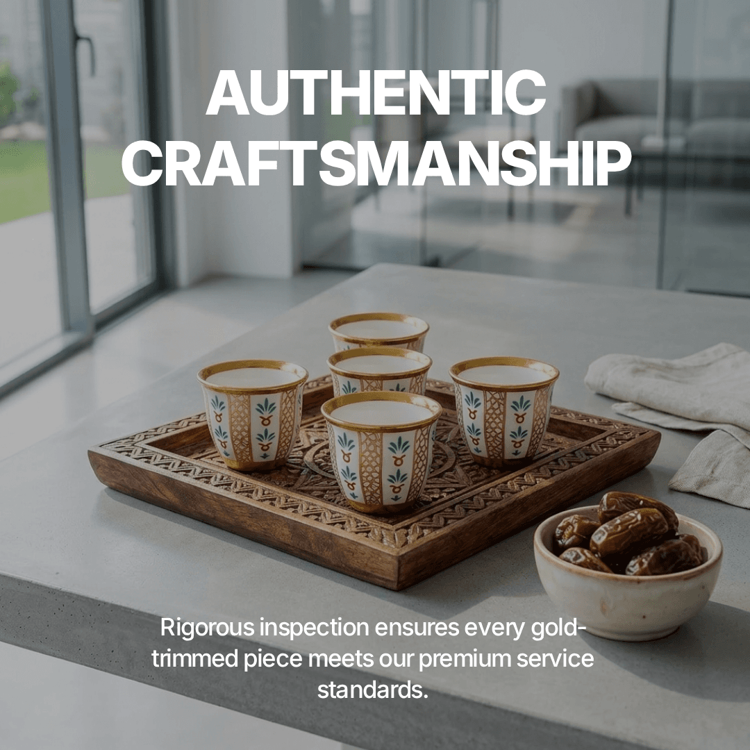 Premium Arabic Coffee Cup — 100ml - Gold Accent - image 1